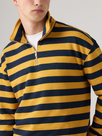 Levi's Cameron Quarter Zip Sweatshirt, Pollard Stripe Navy - view 2, Pollard Stripe Navy