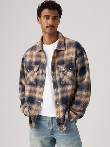 Levi's Boxy Western Shirt, Pier 89 Plaid Bl/Crm, Pier 89 Plaid Bl/Crm