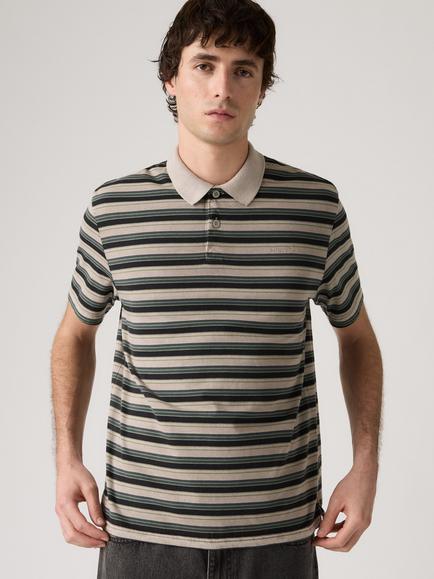 Levi's Authentic Stripe Cotton Polo Shirt, Donaldson Stripe Kh