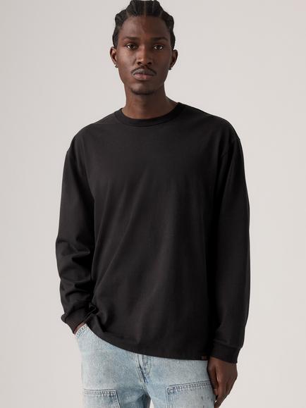 Levi's Crew Neck Long Sleeve Cotton T-Shirt, 59 Jet Black, 59 Jet Black