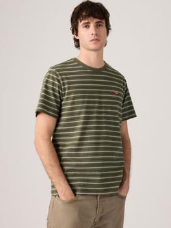 Levi's Original Housemark Stripe Crew Neck Cotton T-Shirt, Max Stripe Rosin, Max Stripe Rosin