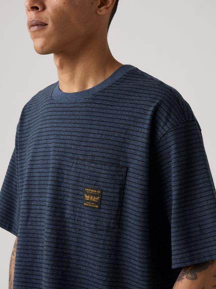 Levi's Workwear Pocket Stripe Crew Neck Cotton T-Shirt, Garry Stripe Blue - view 2, Garry Stripe Blue