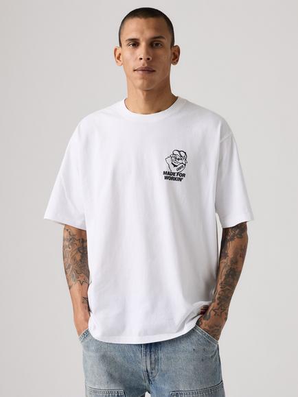 Levi's Workwear Graphic Crew Neck Cotton T-Shirt, Made For Workin, Made For Workin