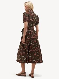 Hobbs Hester Floral Print Collared Dress, Brown - view 2, Brown
