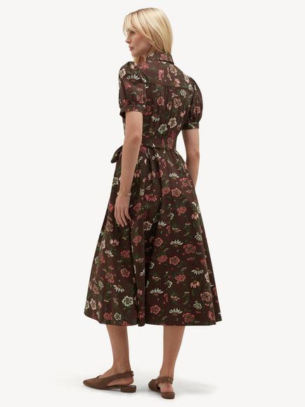 Hobbs Hester Floral Print Collared Dress, Brown - view 2, Brown