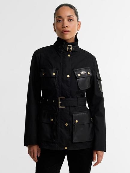 Barbour International Heritage Waxed Jacket, Black/Check, Black/Check