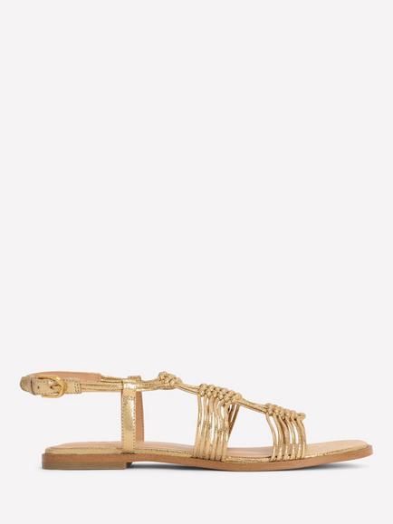 Boden Leather Multi Strap Knot Sandals, Gold, Gold