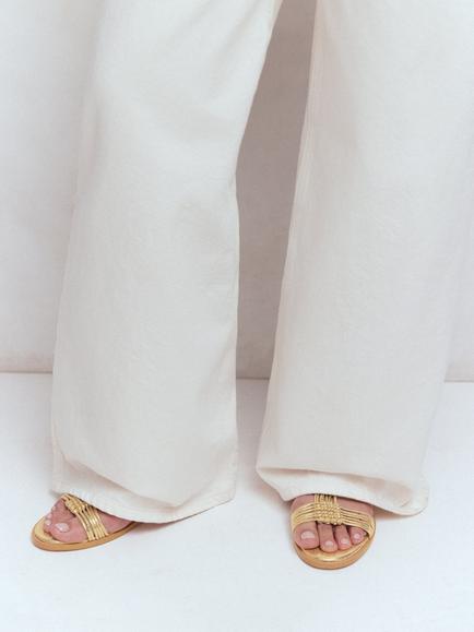 Boden Leather Multi Strap Knot Sandals, Gold - view 2, Gold