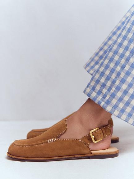 Boden Suede Slingback Clogs, Golden Brown - view 2, Golden Brown
