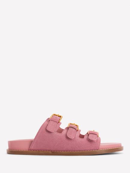 Boden Suede Triple Strap Footbed Sandals, Dusty Pink, Dusty Pink