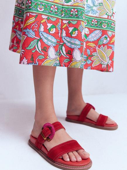 Boden Caryl Suede Double Strap Slider Sandals, Post Box Red - view 2, Post Box Red