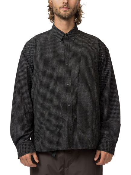 Snow Peak Kasuri Ripstop Shirt, Black, Black