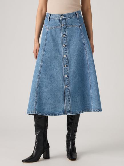 Levi's Yoked Western Denim Midi Skirt, Blue - view 2, Blue