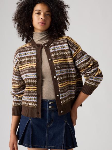 Levi's Charlotte Crew Neck Cardigan, Lea Fair Isle Java, Lea Fairisle Java