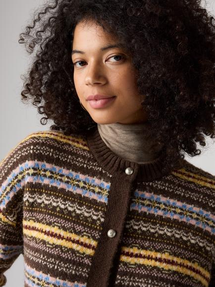Levi's Charlotte Crew Neck Cardigan, Lea Fair Isle Java - view 2, Lea Fairisle Java