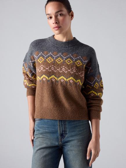 Levi's Charlotte Fair Isle Crew Neck Jumper, Fair Cam Heath, Fair Cam Heath