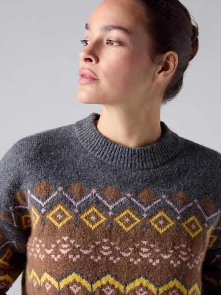 Levi's Charlotte Fair Isle Crew Neck Jumper, Fair Cam Heath - view 2, Fair Cam Heath