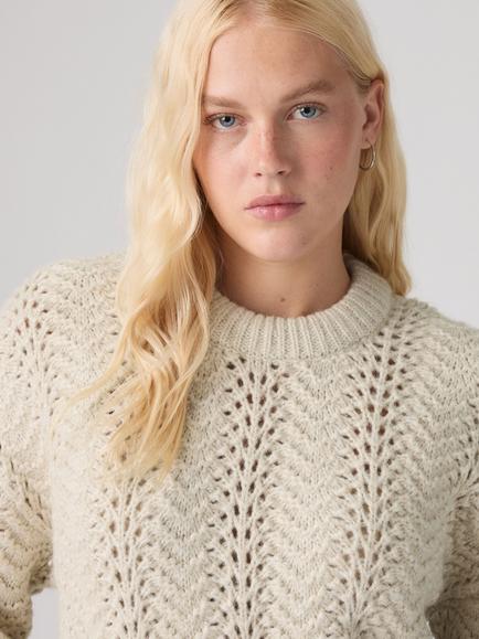 Levi's Charlotte Pointelle Crew Neck Jumper, White Swan Gold - view 2, White Swan Gold