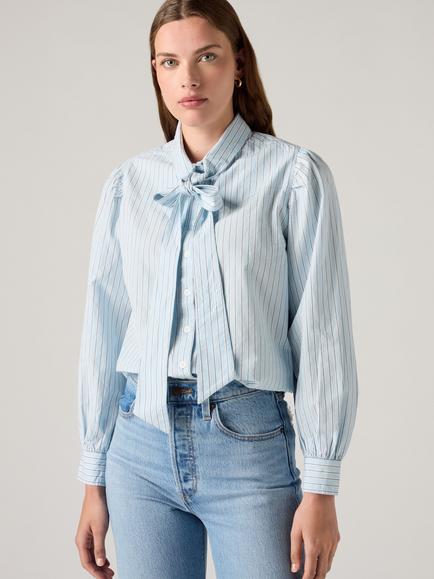 Levi's Judice Striped Cotton Western Shirt, Blue, Blue