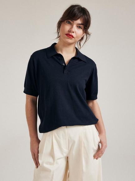 SALTS Unisex Cotton Rich Short Sleeve Polo Shirt, Navy, Navy