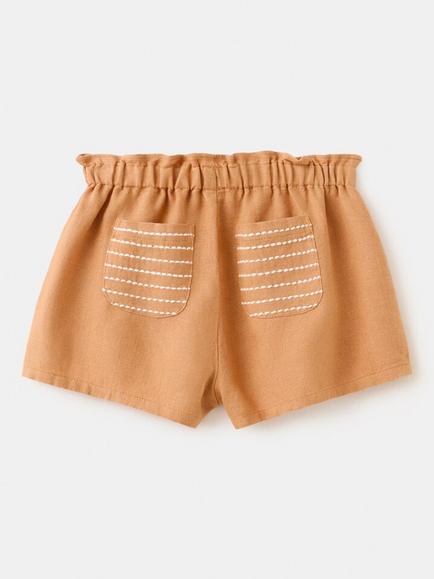 Mango Kids' Paperbag Waist Shorts, Terracotta - view 2, Terracotta