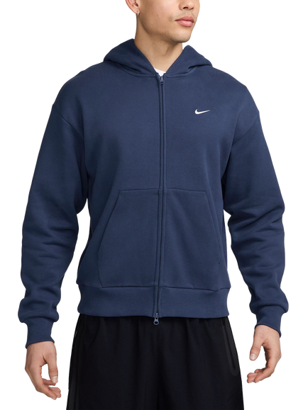Nike Solo Zip Front Cotton Blend Hoodie, Midnight Navy/Sail, Midnight Navy/Sail