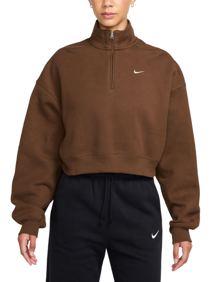 Nike Cotton Rich Women's Quarter-Zip Fleece, Cacao Wow/Sail