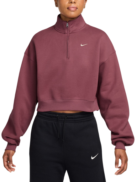 Nike Cotton Rich Women's Quarter-Zip Fleece, Pink Smoke/Sail, Pink Smoke/Sail