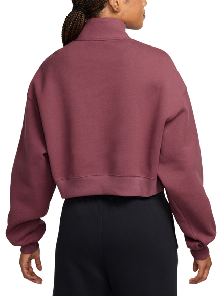 Nike Cotton Rich Women's Quarter-Zip Fleece, Pink Smoke/Sail - view 2, Pink Smoke/Sail