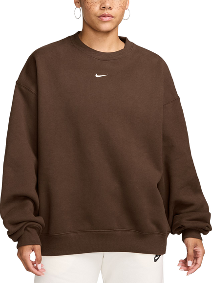 Nike Cotton Rich Women's Crew Neck Sweatshirt, Cacao Wow/Sail, Cacao Wow/Sail