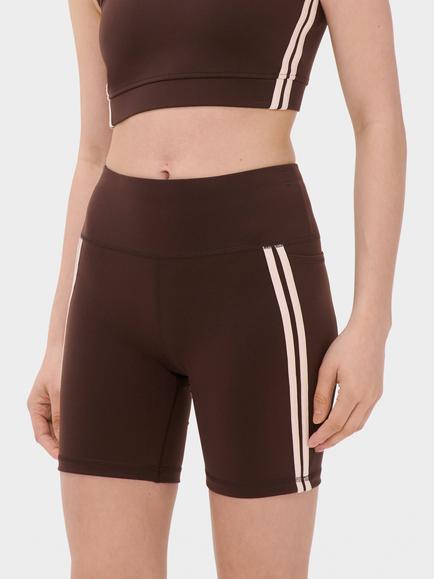 Sweaty Betty Power 6" Side Tape Biker Shorts, Brown