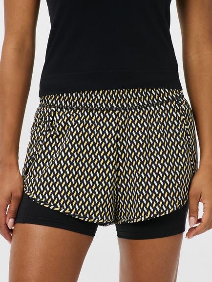 Sweaty Betty Get Set 2-in-1 Multi Train Shorts, Beige Linked Geo Print, Beige Linked Geo Print