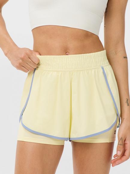 Sweaty Betty Get Set 2-in-1 Multi-Train Shorts, Butter Scotch Yellow, Butter Scotch Yellow