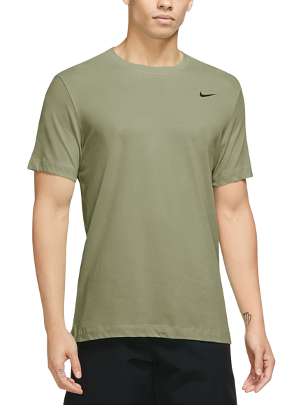 Nike Dri-FIT Crew Neck Short Sleeve Cotton Blend T-Shirt, Dusty Olive/Black, Dusty Olive/Black