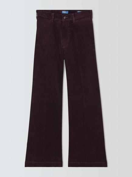 Ralph Lauren Stretch Cotton Woven Flared Trousers, Roasted Aubergine, Roasted Aubergine