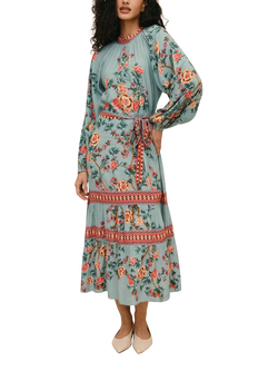 Raishma Lea Floral Print Midi Dress, Blue Navy, Blue Navy
