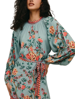 Raishma Lea Floral Print Midi Dress, Blue Navy - view 2, Blue Navy