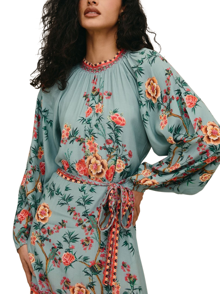 Raishma Lea Floral Print Midi Dress, Blue Navy - view 2, Blue Navy