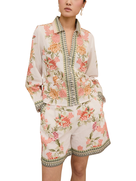 Raishma Amani Floral Print Shorts - view 2, Cream