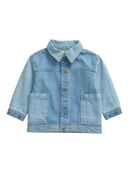 KIDLY by MORI Kids' Popper Front Jacket, Blue Denim, Blue Denim