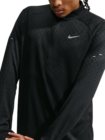 Nike Aero Half Zip Long Sleeve Running Top, Black/Reflective Sil, Black/Reflective Sil