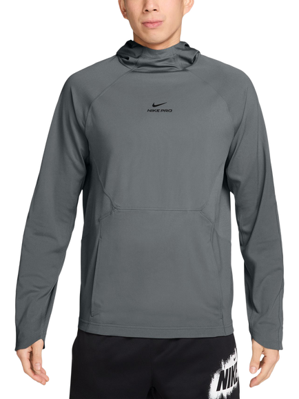 Nike Pro Dri-FIT Hooded Top, Smoke Grey/Black, Smoke Grey/Black