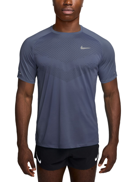 Nike Stride Short Sleeve Running Top, Diffused Blue/Reflec, Diffused Blue/Reflec