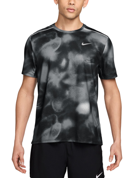Nike Miler Short Sleeve Running Top, Black/Reflective Sil, Black/Reflective Sil