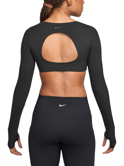 Nike Zenvy Long Sleeve Sports Bra Top, Black/Cool Grey - view 2, Black/Cool Grey