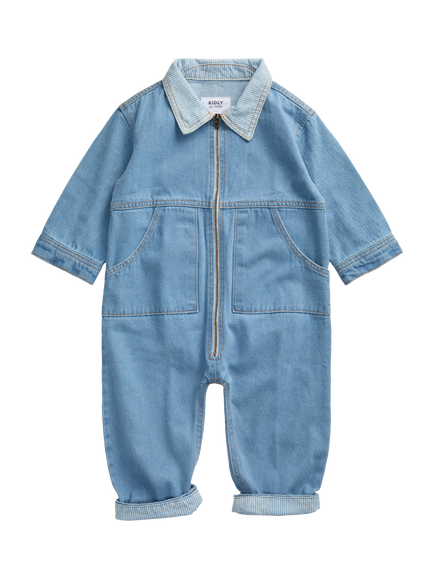 KIDLY by MORI Kids' Denim Jumpsuit, Dark Wash, Dark Wash