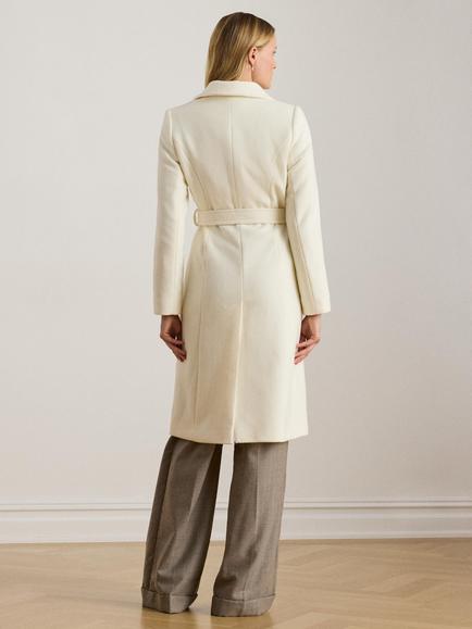 Lauren Ralph Lauren Wool Blend Belted Trench Coat, Moda Cream - view 2, Moda Cream