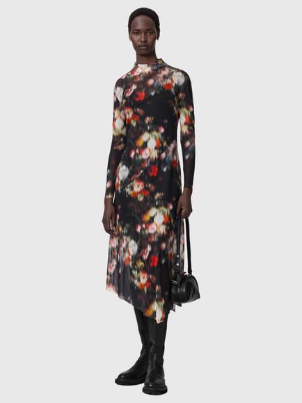 AllSaints Gracie Abstract Floral Dress, Hazed Black, Hazed Black