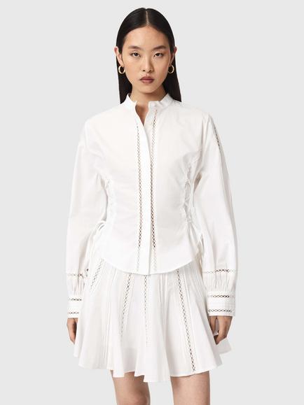 AllSaints Frances Lace Detail Shirt, Optic White, Optic White