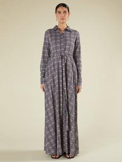 Aab Aztec Geometric Print Cotton Maxi Shirt Dress, Blue/Multi, Blue/Multi